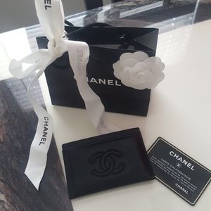 Authentic Chanel Caviar Leather Card Holder